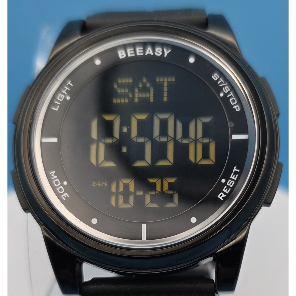 Beesay AW02-01 Men's Digital Watch Black  water resistant to 50 meters New